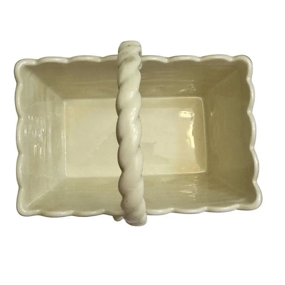Lenox Porcelain Ivory Spring Garden Basket Blue Pink Floral 3D Butterfly Gold